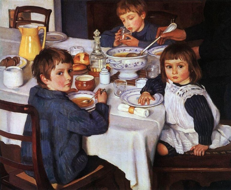 За обедом картина серебрякова 